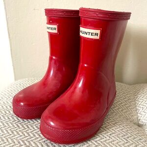 Red Hunter Rain Boots Toddler Size UK 5